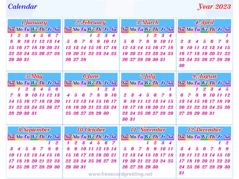 Large Desktop Calendar 2023 Printable Calendar 2023
