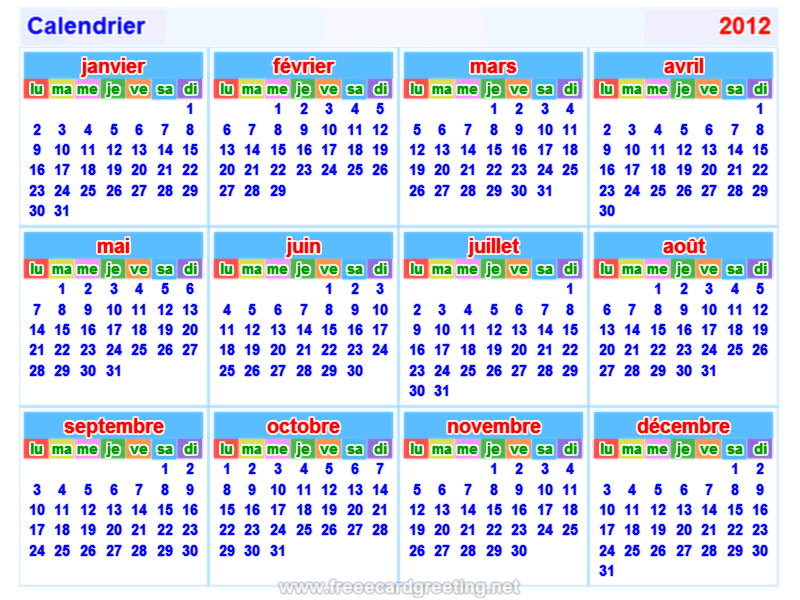 Calendrier 2012