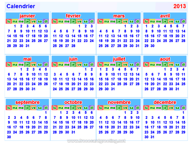 Calendrier 2013