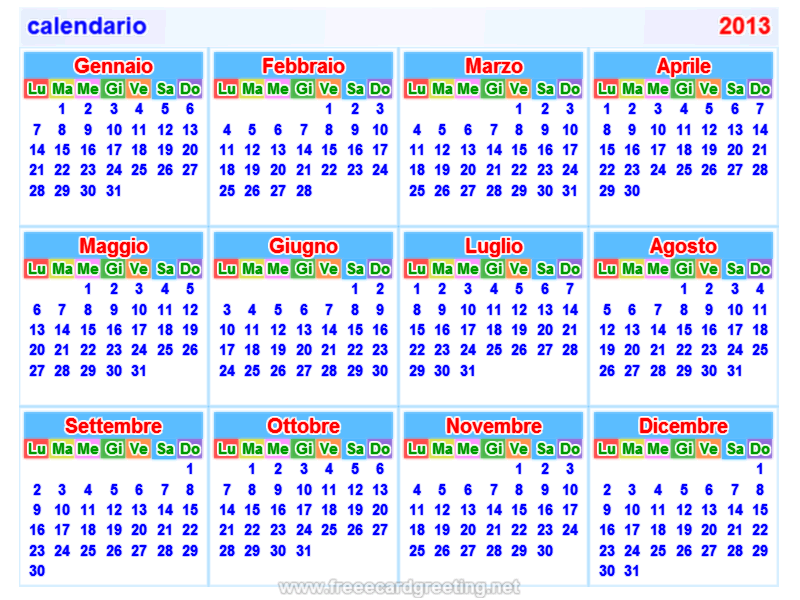 calendario 2013