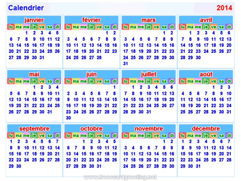Calendrier 2014