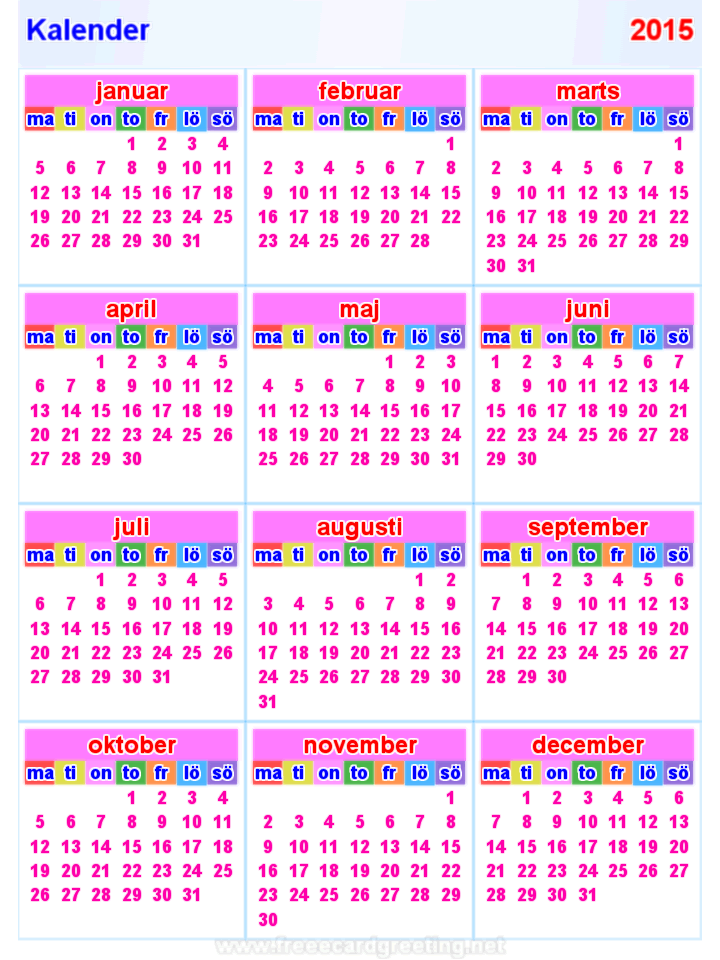 Kalender 2015 verticaal