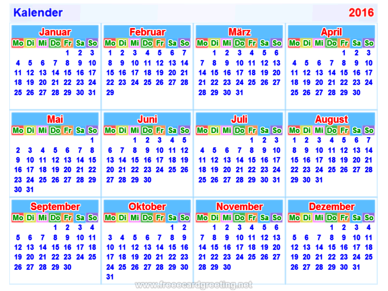 Kalender 2016