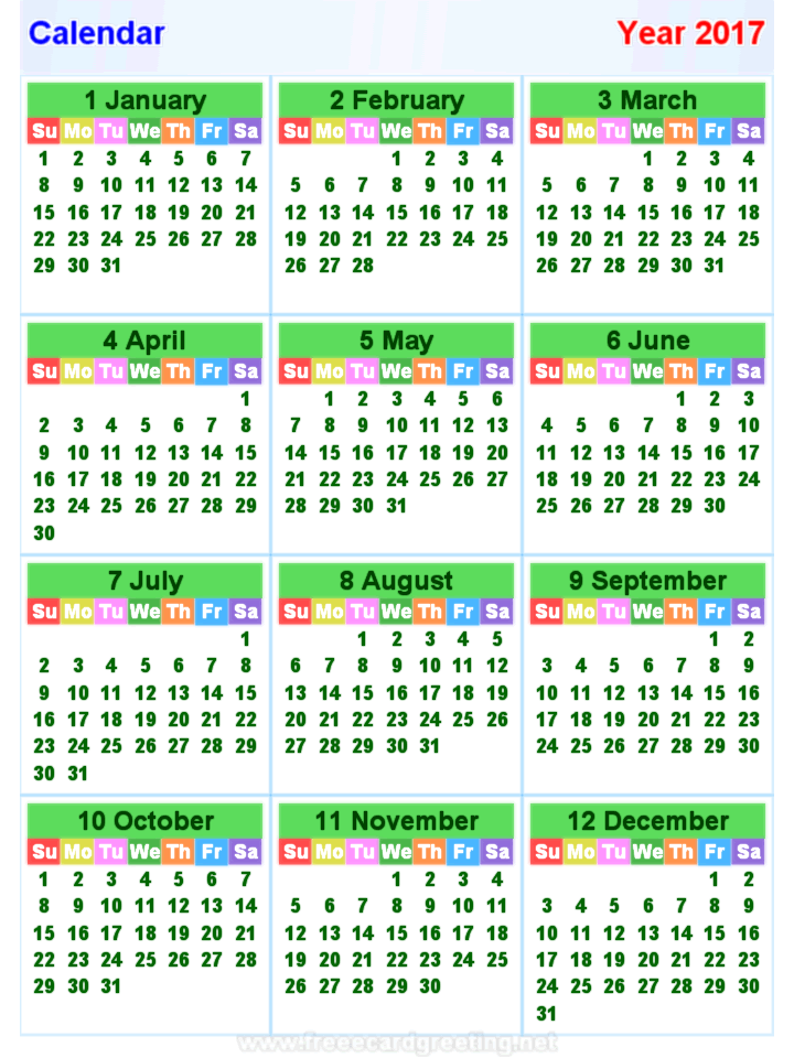 Kalender 2017 Vertikal