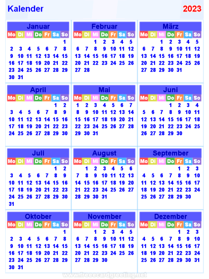 Kalender 2023 Vertikal