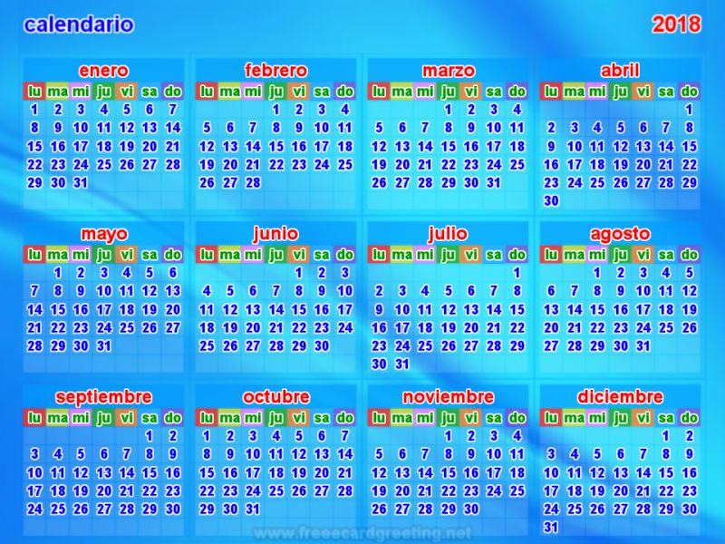 calendario   2018