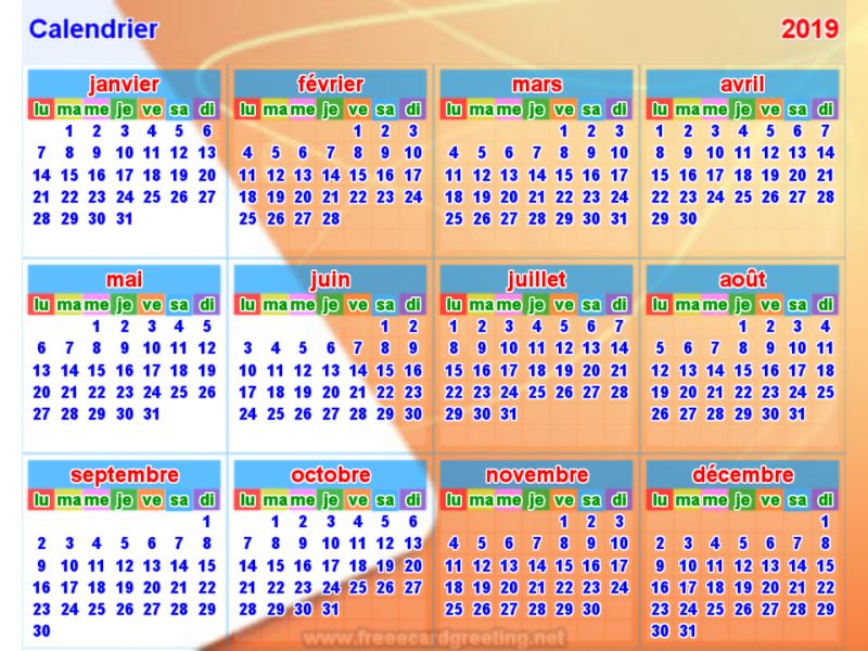 Calendrier   2019