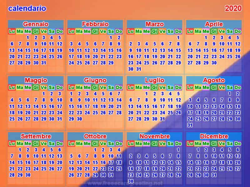 calendario   2020