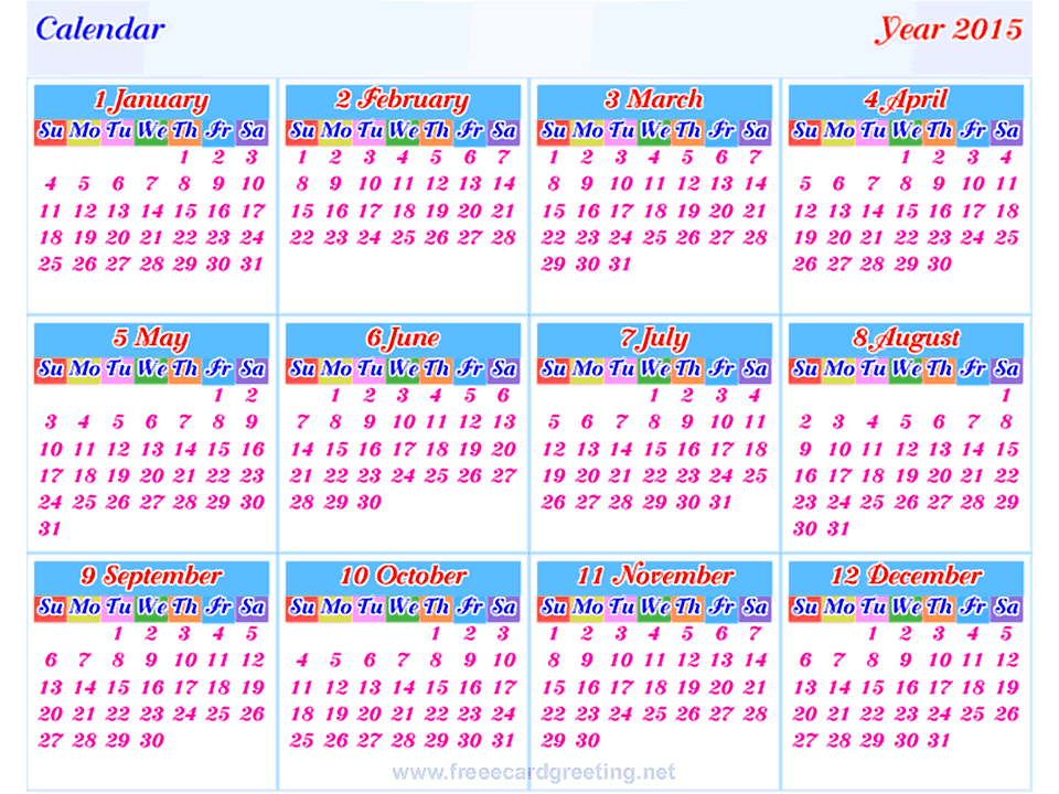 calendar 2015