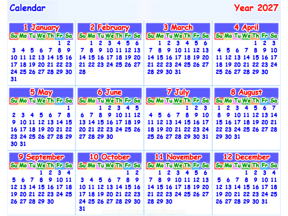 calendar 2027