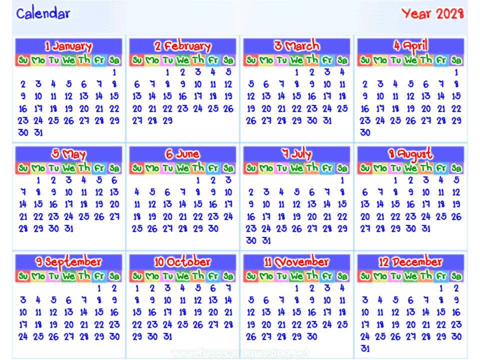 calendar 2028