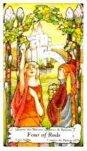 tarot card deck hanson roberts THE FOUR OF WANDS