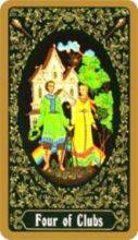 tarot card deck russian THE FOUR OF WANDS