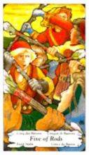 tarot card deck hanson roberts THE FIVES OF WANDS
