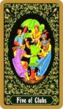 tarot card deck russian THE FIVES OF WANDS