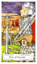 tarot card deck hanson roberts THE FIVES OF SWORDS