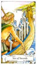 tarot card deck hanson roberts THE SIXS OF SWORDS