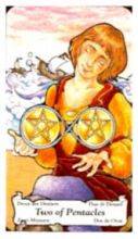 tarot card deck hanson roberts THE TWO OF PENTACLES