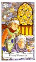 tarot card deck hanson roberts THE FIVES OF PENTACLES