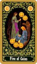 tarot card deck russian THE FIVES OF PENTACLES