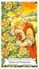 tarot card deck hanson roberts THE SEVENS OF PENTACLES