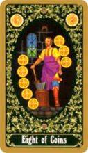 tarot card deck russian THE EIGHTS OF PENTACLES