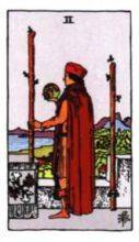 tarot card deck rider waite THE TWO OF WANDS