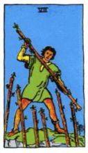 tarot card deck rider waite THE SEVENS OF WANDS