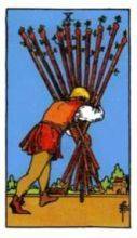 tarot card deck rider waite THE TENS OF WANDS