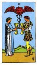 tarot card deck rider waite THE TWO OF CUPS