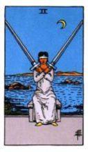tarot card deck rider waite THE TWO OF SWORDS