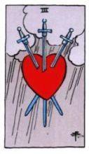 tarot card deck rider waite THE THREE OF SWORDS