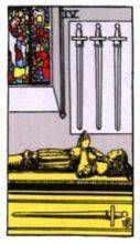 tarot card deck rider waite THE FOUR OF SWORDS