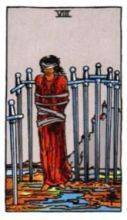 tarot card deck rider waite THE EIGHTS OF SWORDS