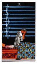 tarot card deck rider waite THE NINES OF SWORDS