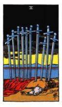 tarot card deck rider waite THE TENS OF SWORDS