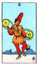 tarot card deck rider waite THE TWO OF PENTACLES