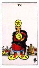 tarot card deck rider waite THE FOUR OF PENTACLES